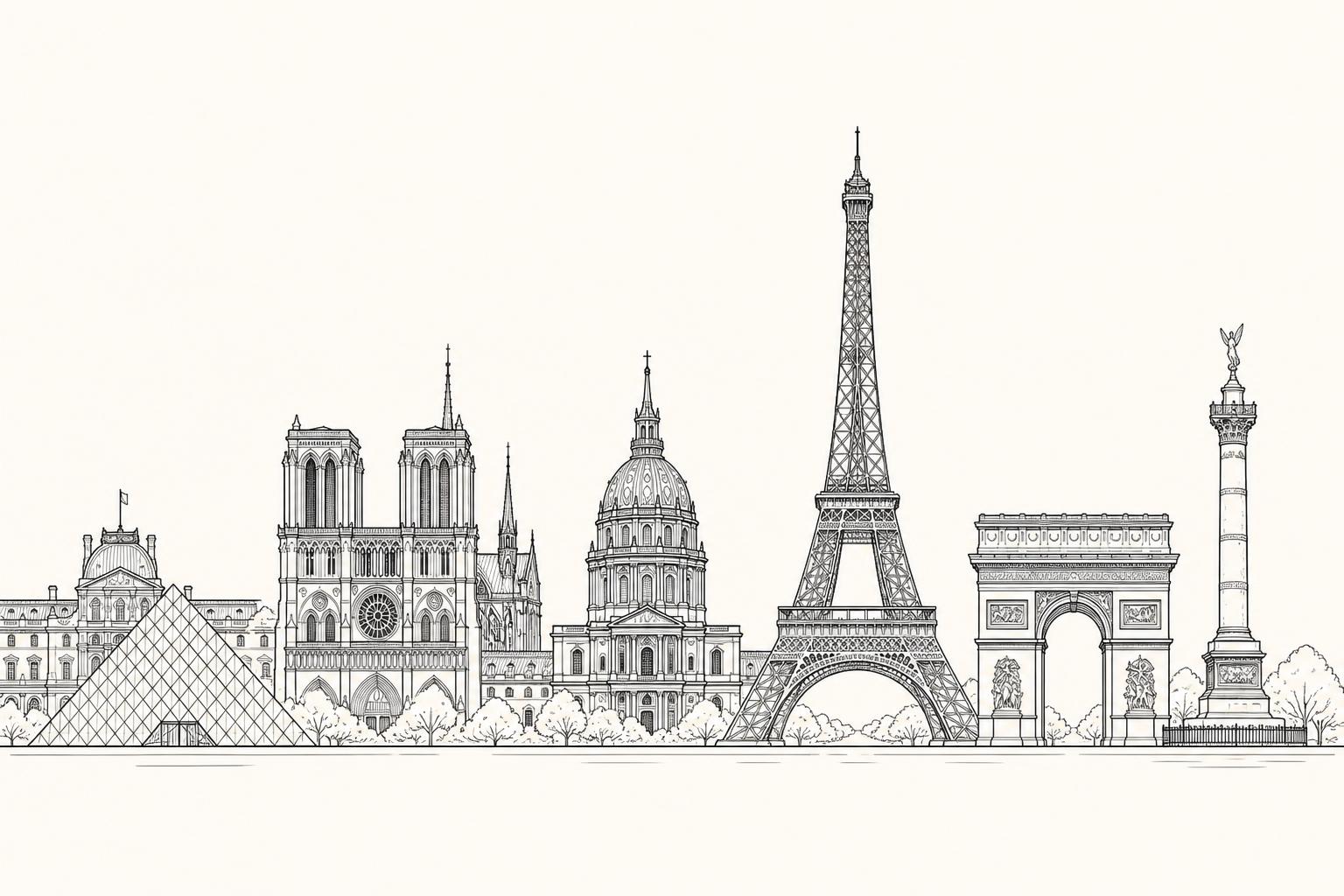 Paris siluet illüstrasyonu — Fransızca.com